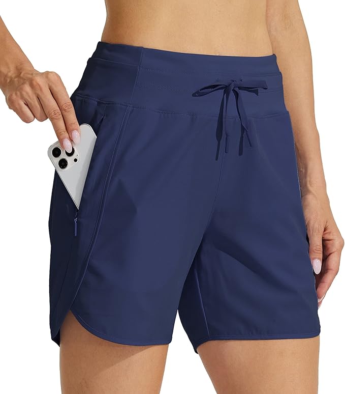 TCA WOMENS RUNING SPORT SHORTS WITH ZIP BACK POCKETS IN NAVY