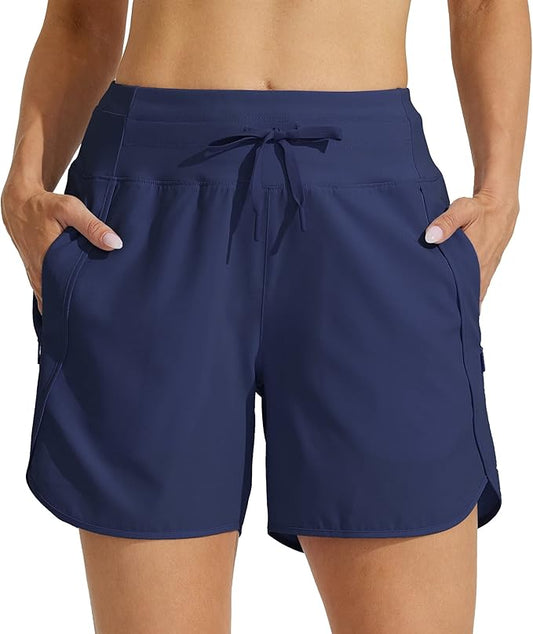 TCA WOMENS RUNING SPORT SHORTS WITH ZIP BACK POCKETS IN NAVY