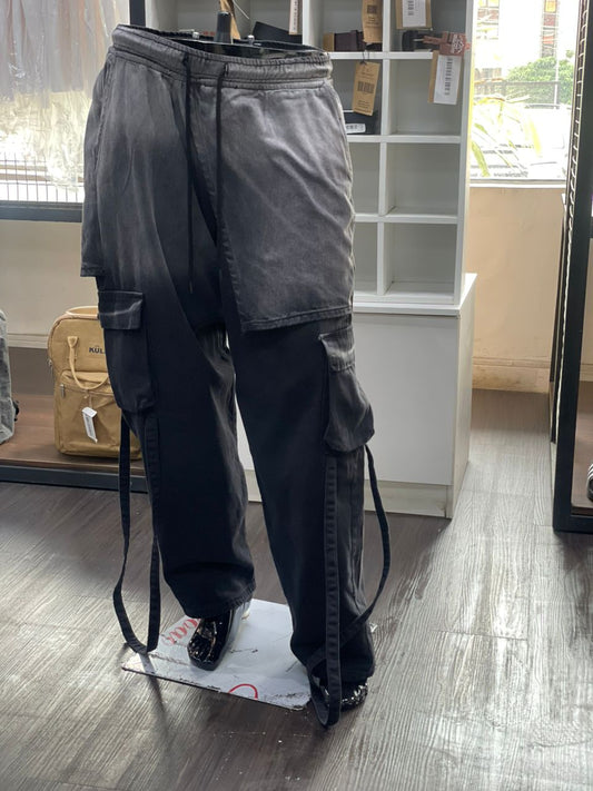 Boohooman Elastic Waist Dropped Crotch Baggy Ombre Jean