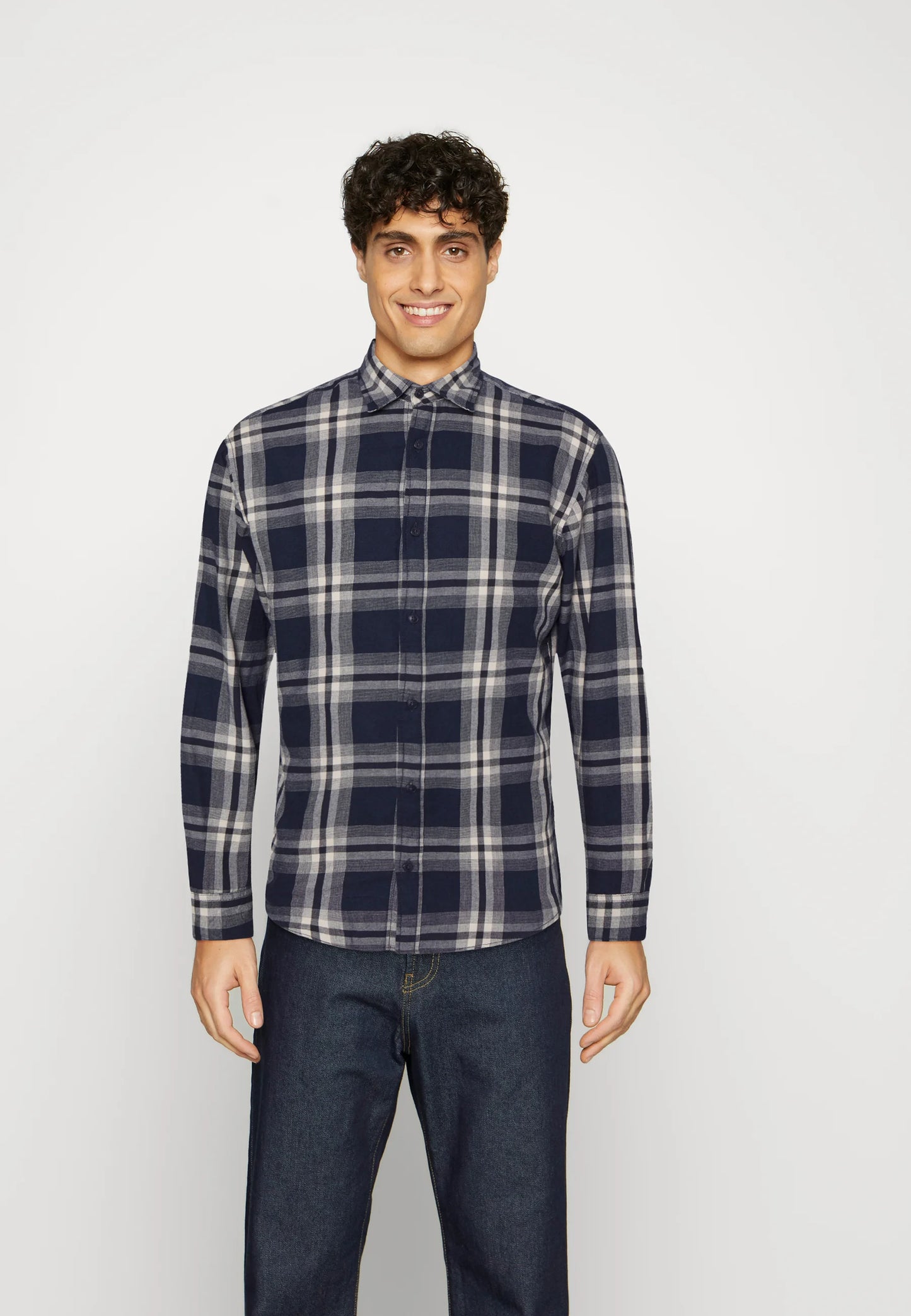 Jack & Jones Jorbest Check Shirt Ls In Navy
