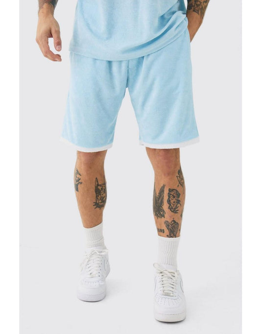 Boohooman Relaxed Fit Mid Contrast Towelling Shorts