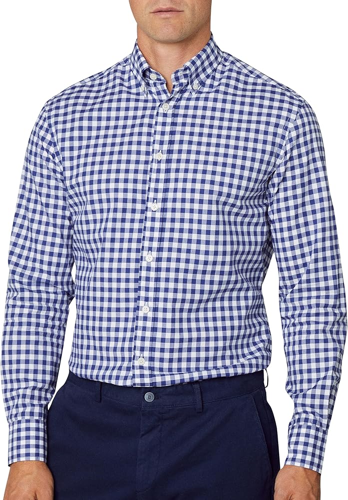 HACKETT LONDON SLIM FIT STRIPED LONG SLEEVE SHIRT IN BLUE