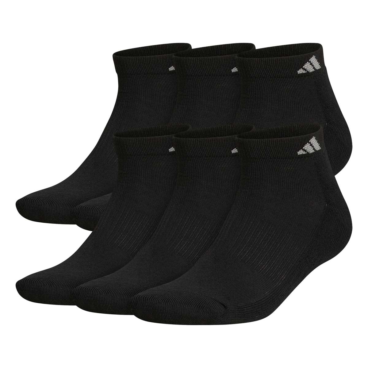 ADIDAS MEN'S Athletic Cushioned No Show Socks With Arch Compression For Secure Fit 6 Pairs In BLACK