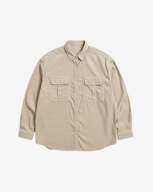 Asos Cord Twill Ls Oversized Cut & Sew Shirt
