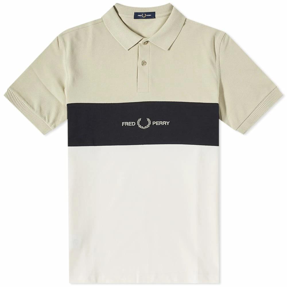 FRED PERRY MEN'S  EMBROIDERED PANEL POLO | BROWN