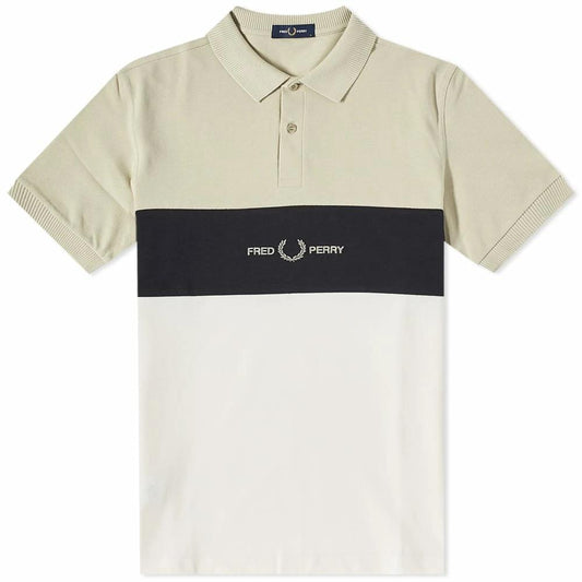 FRED PERRY MEN'S  EMBROIDERED PANEL POLO | BROWN