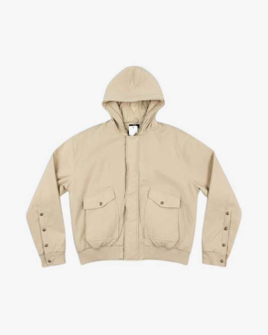 Boohooman Hooded Twill Popper Sleeve Bomber Jacket