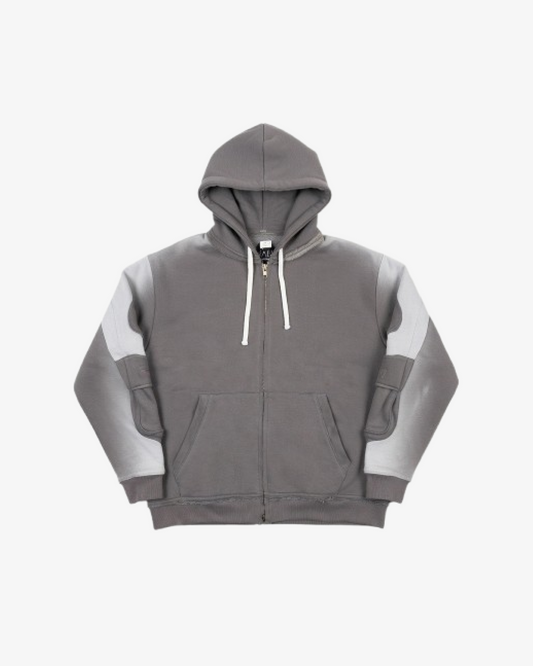 Boohooman Oversized Boxy Utillity Zip Through Brushback Hoodie
