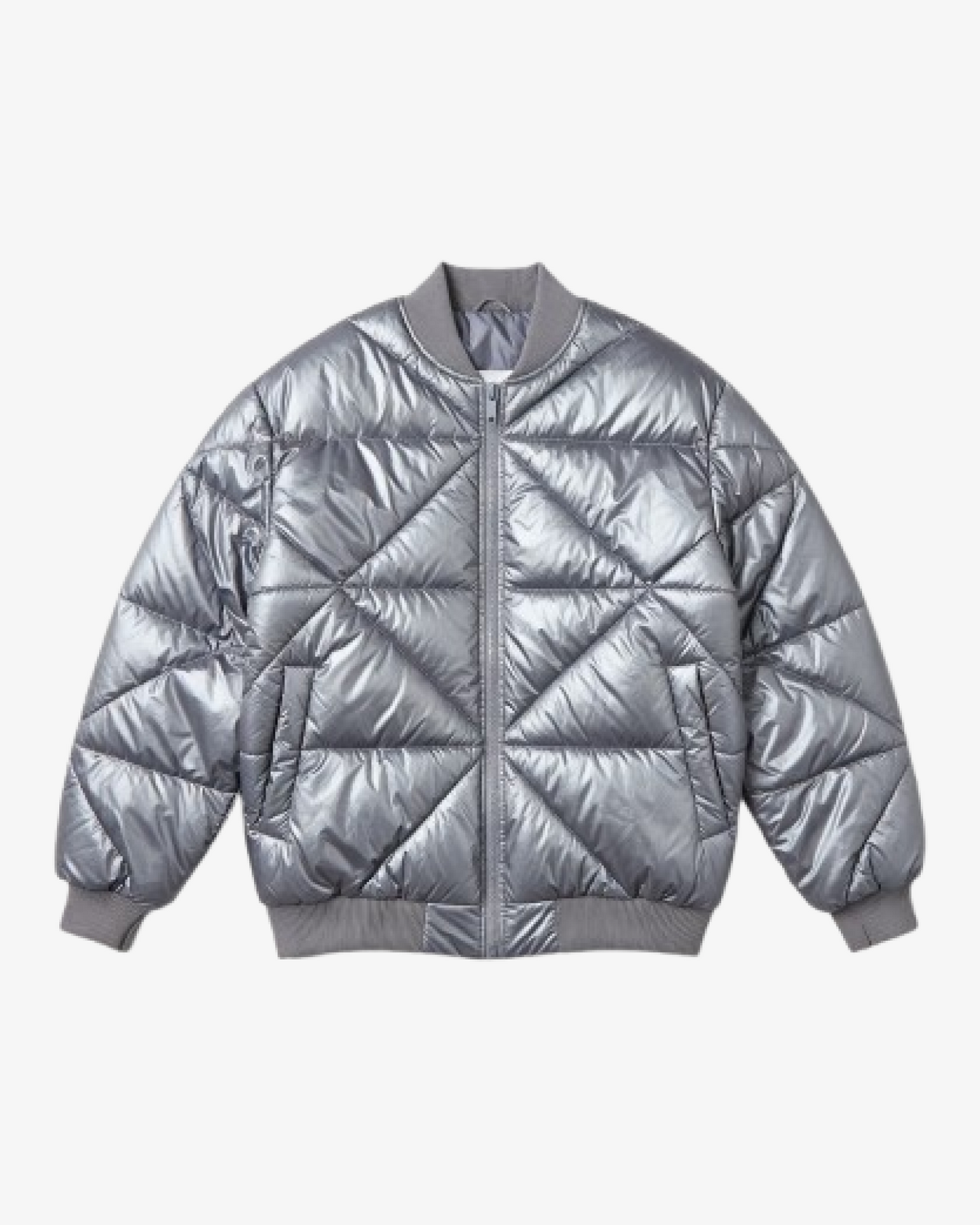 Boohooman Plus Metallic Puffer Bomber Jacket