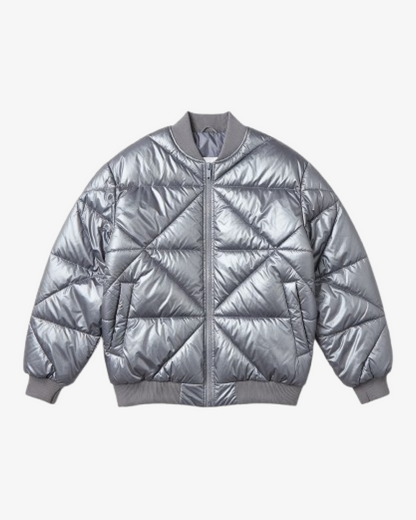 Boohooman Plus Metallic Puffer Bomber Jacket