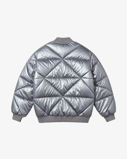 Boohooman Plus Metallic Puffer Bomber Jacket