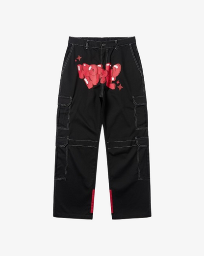 Boohooman Tall Relaxed Cargo Graffiti Print Trouser
