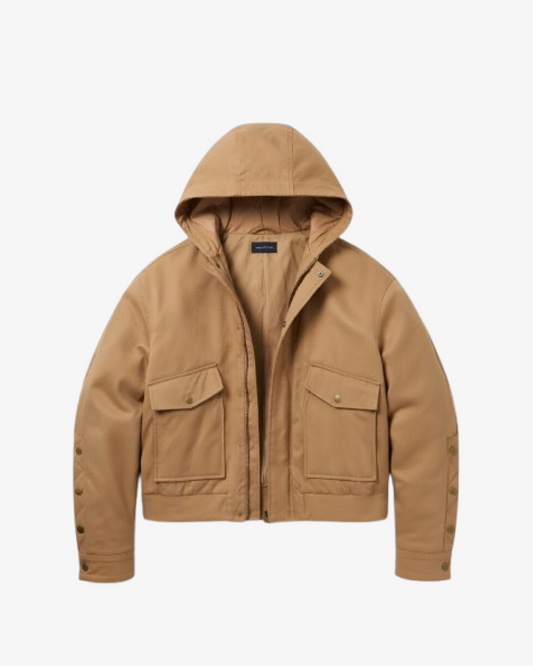 Boohooman Hooded Twill Popper Sleeve Bomber Jacket