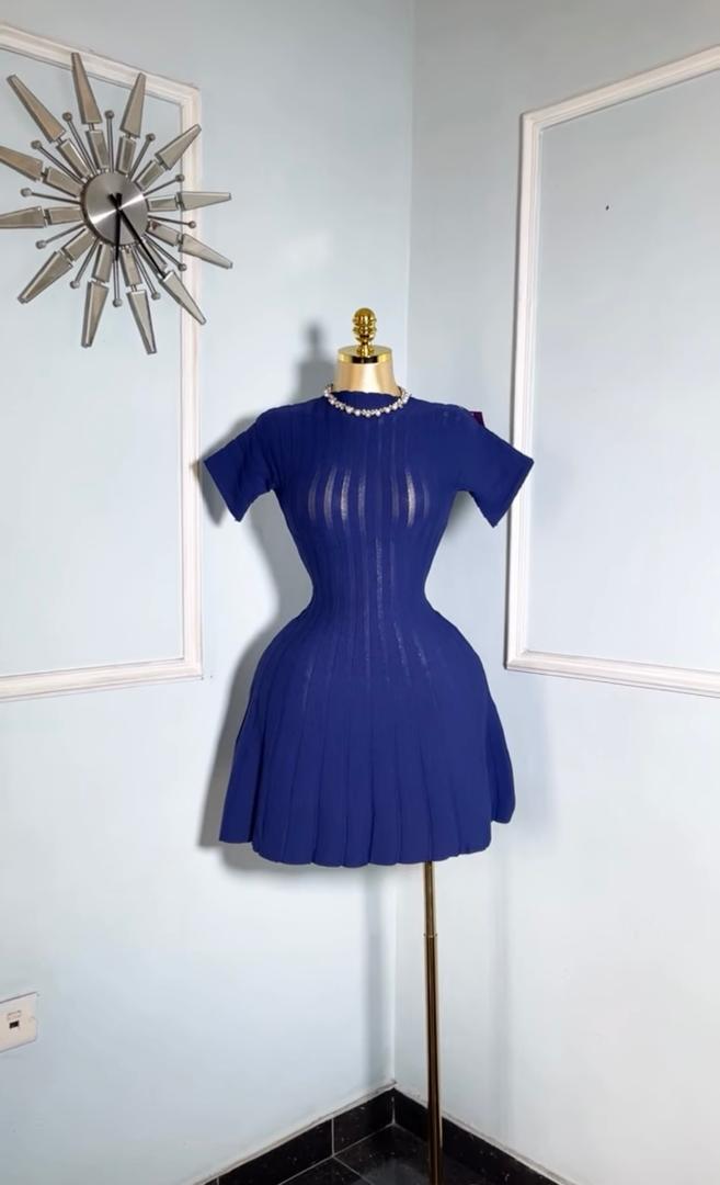 Dark Blue thick flare dress