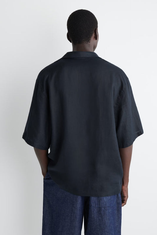 Cos Open Collar Linen Short Sleeve Shirt