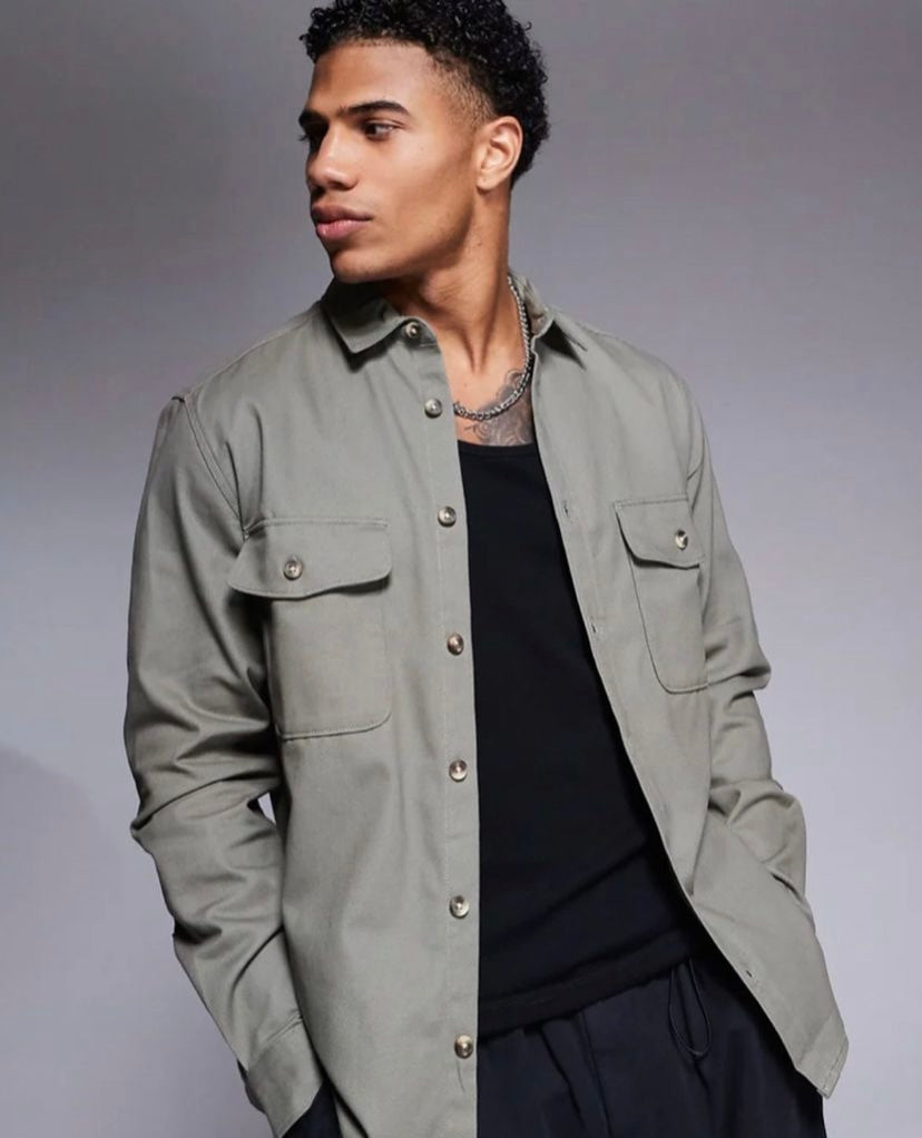 ASOS DESIGN CUTTON SHACKET | KHAKI