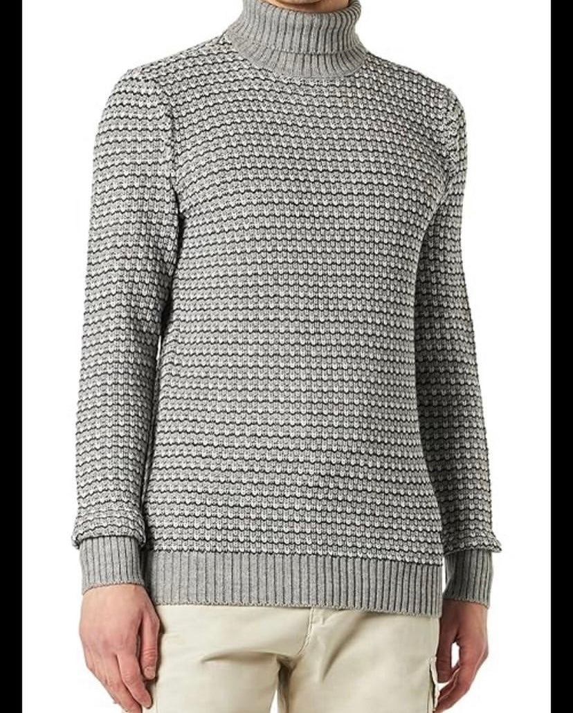 BLEND TURTLE NECK KNIT PULLOVER IN GREY