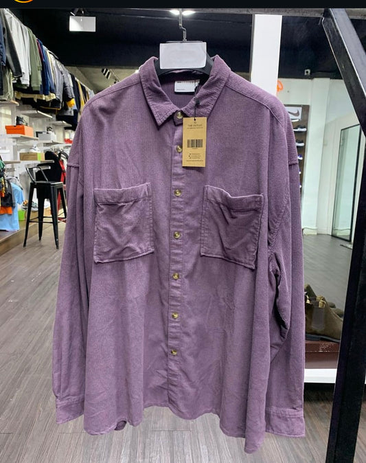 ASOS 90'S OVERSIZED LIGHWEIGHT CORD SHIRT IN PURPLE