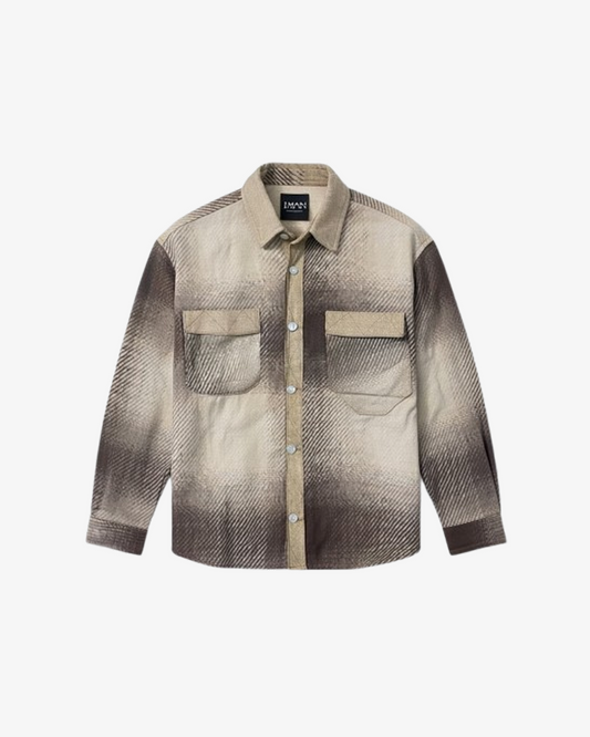 Boohooman Oversized Denim Checked Quilted Shirt