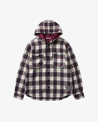 Boohooman Oversized Padded Hooded Check Overshirt