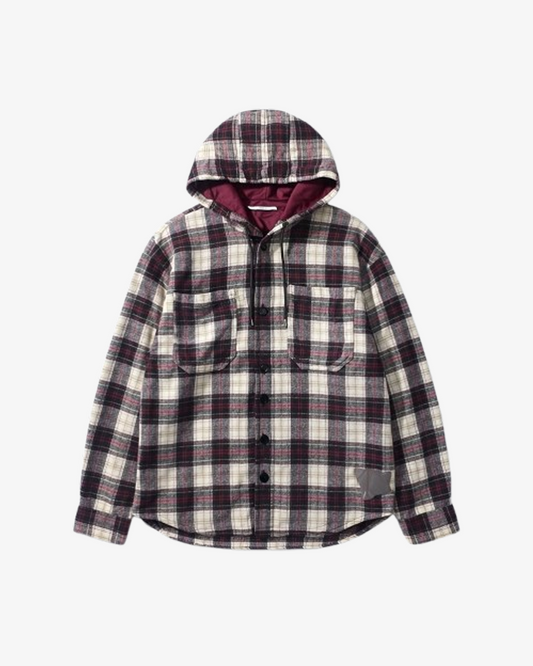 Boohooman Oversized Padded Hooded Check Overshirt
