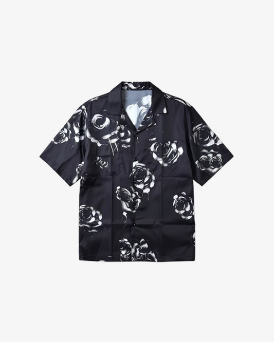 Boohooman Oversized Floral Printed Satin Short Sleeve Shirt