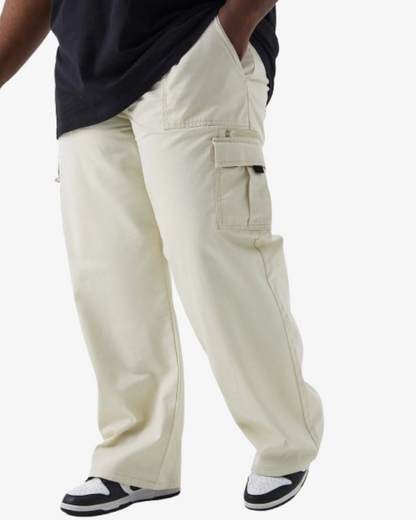 Boohooman Plus Fixed Ripstop Cargo Zip Trouser with Woven Tape