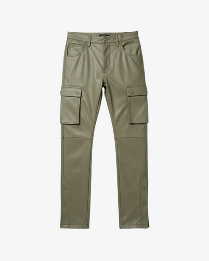 Boohooman Pu Popper Hem Cargo Skinny Trouser
