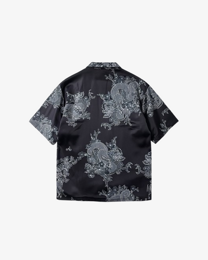 Boohooman Oversized Floral Printed Satin Short Sleeve Shirt