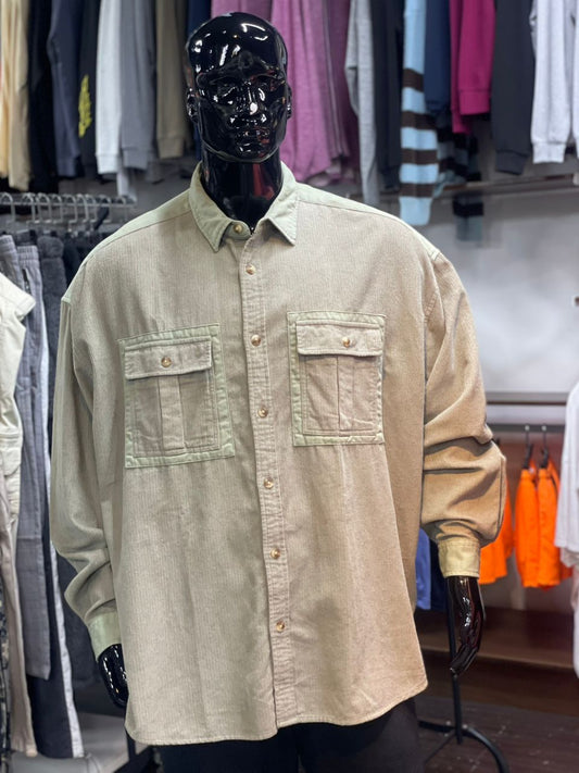 Asos Cord Twill Ls Oversized Cut & Sew Shirt