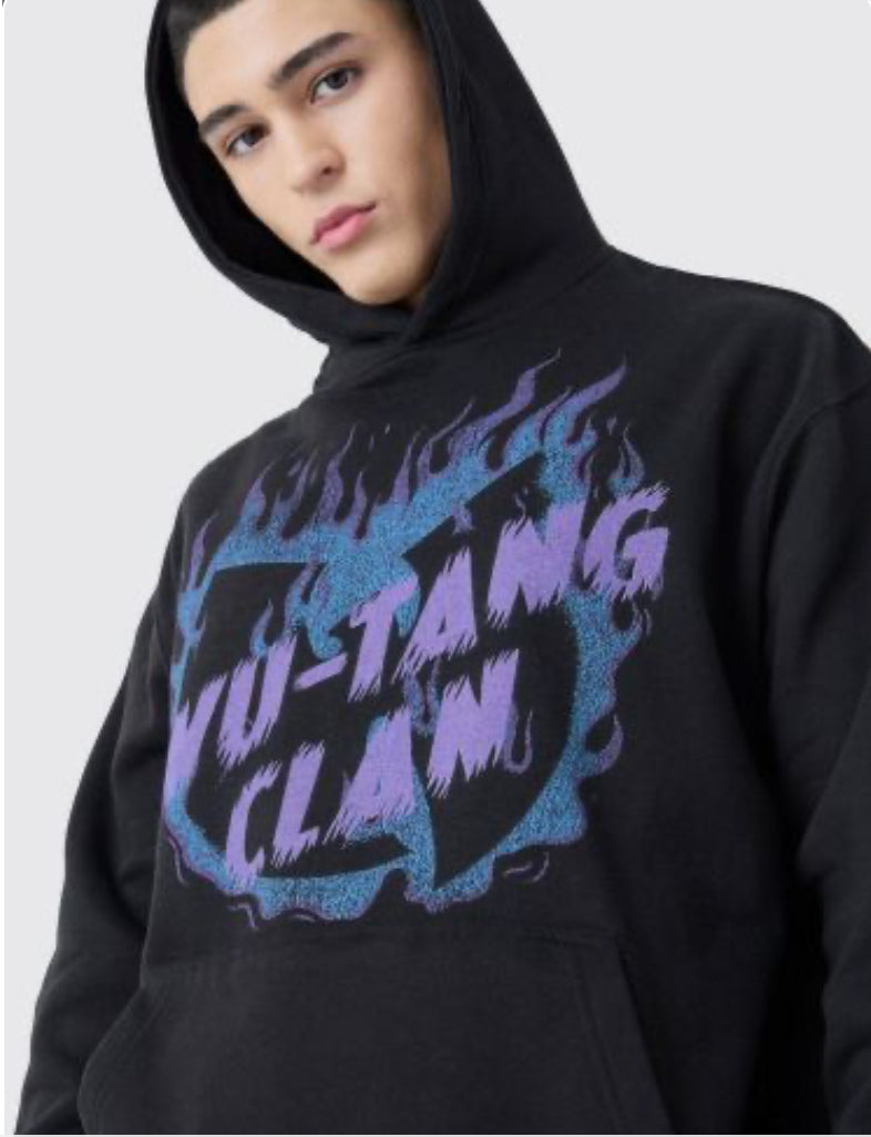 Oversized wu tang clan license hoodie in black