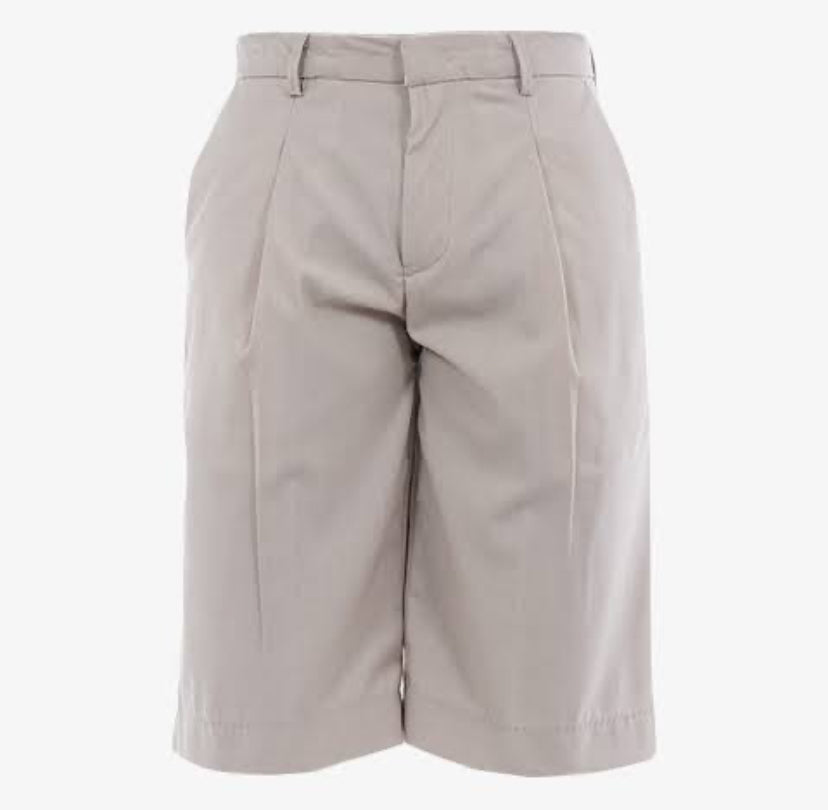 Tall fixed waist twill short in grey