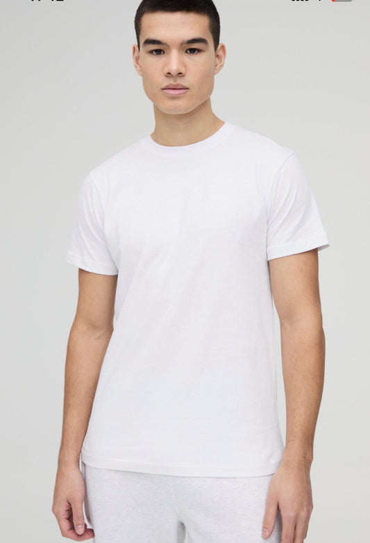 Tall driopy teddy back graphic ss t shirt in white