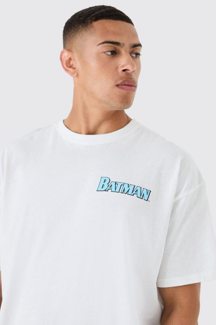 OVERSIZED DE BATMAN  LICENSE SS T-SHIRT IN WHITE