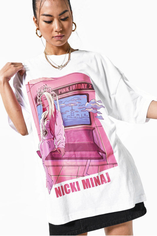 Oversized nicki minaj license t shirt in white