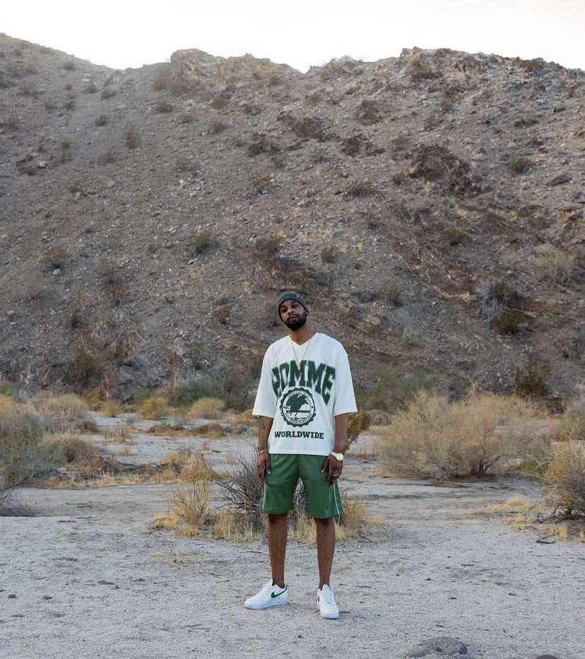 OVERSIZED 1/2 SLEEVE T-SHIRT & SHORT SET IN CREAM