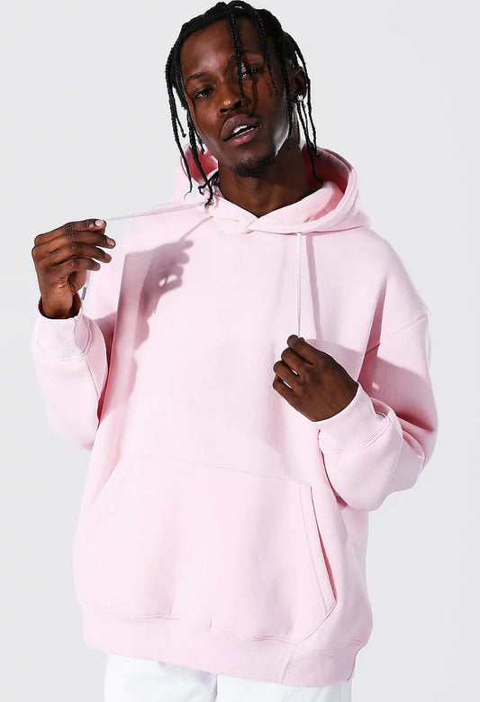 Oversized boxy over the head hoodie in pink