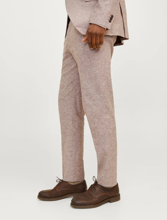 Tall texture cotton jacquare smart pant in brown