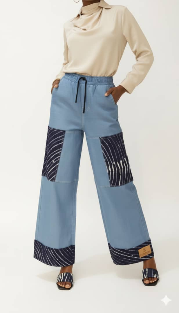 Denim Adire Patch Pant
