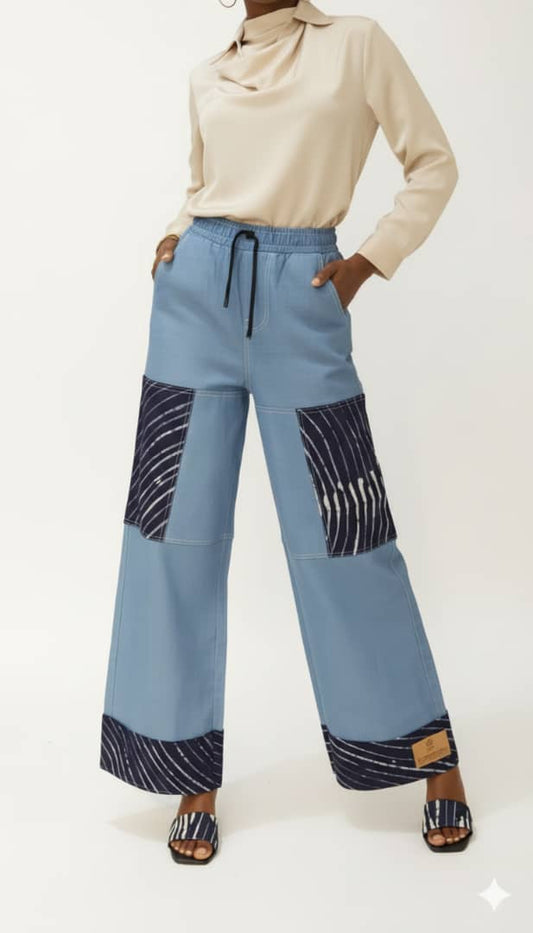 Denim Adire Patch Pant