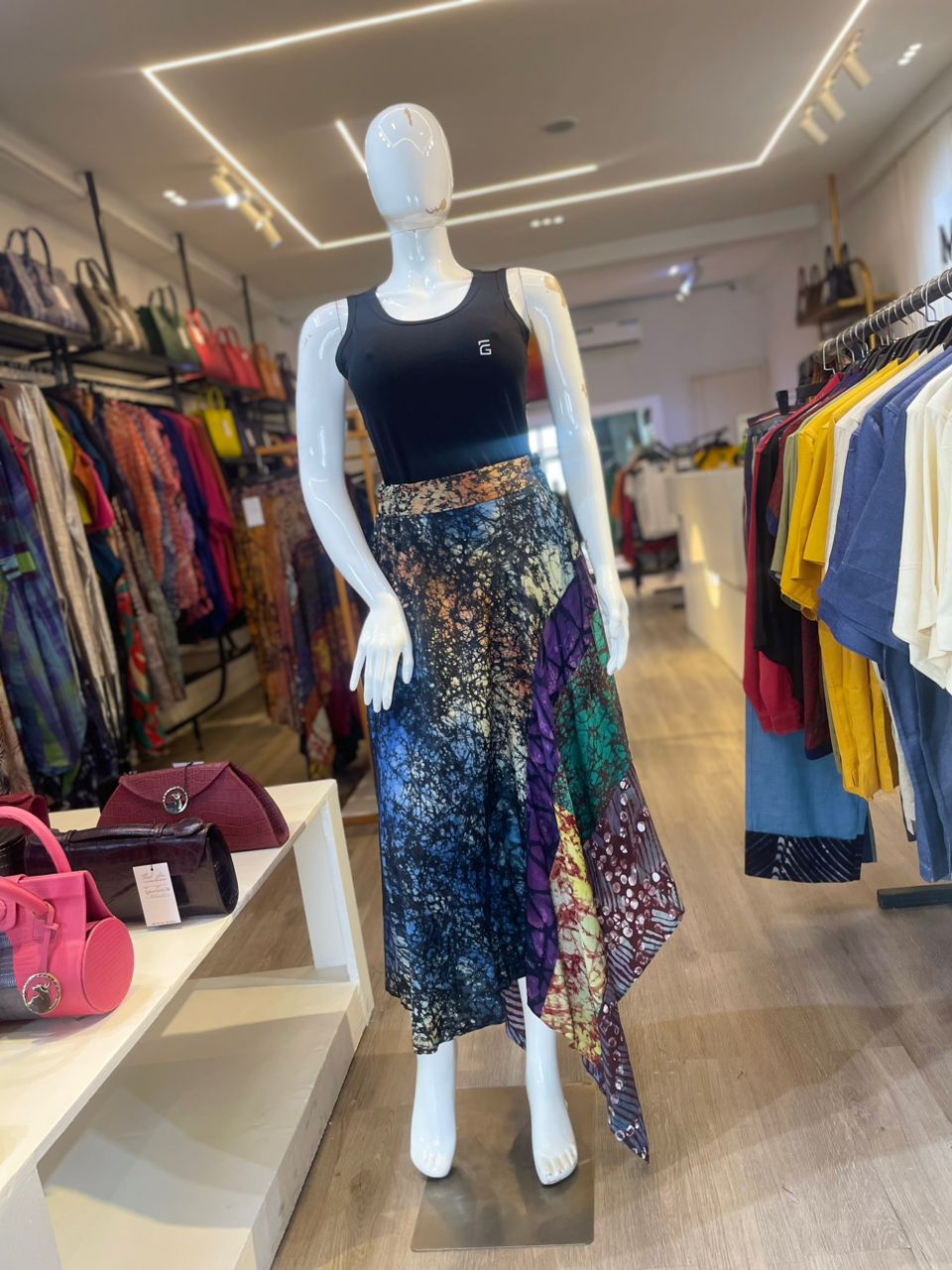 Mixed Print Skater Skirt
