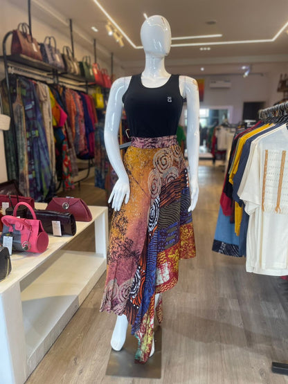 Mixed Print Skater Skirt