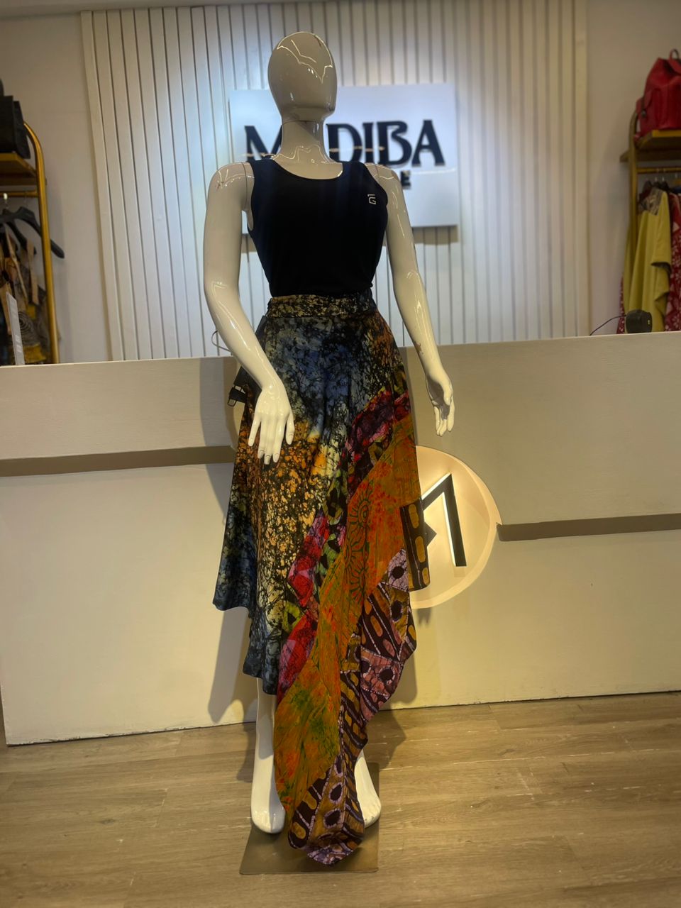 Mixed Print Skater Skirt