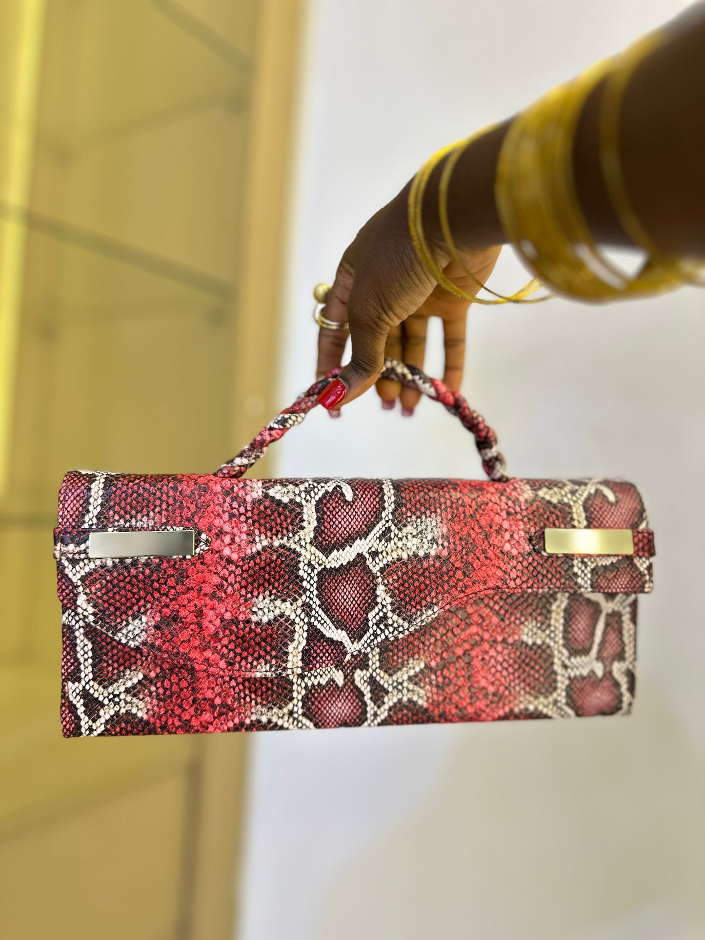 Snake Skin Curved Flap Bag - Ganiyat