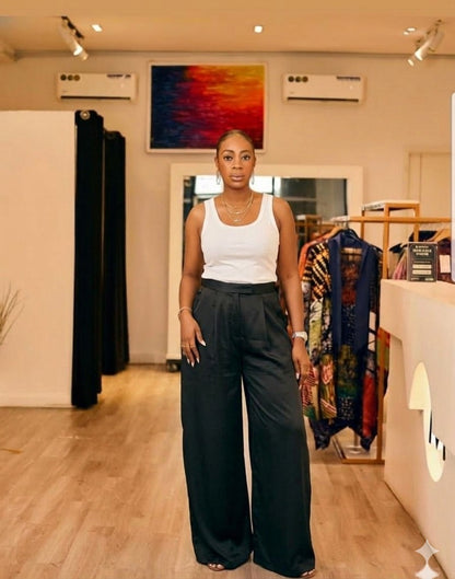 Madiba Waterfall Silk Wide-Leg Pants