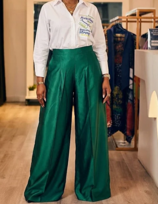 Madiba Waterfall Silk Wide-Leg Pants