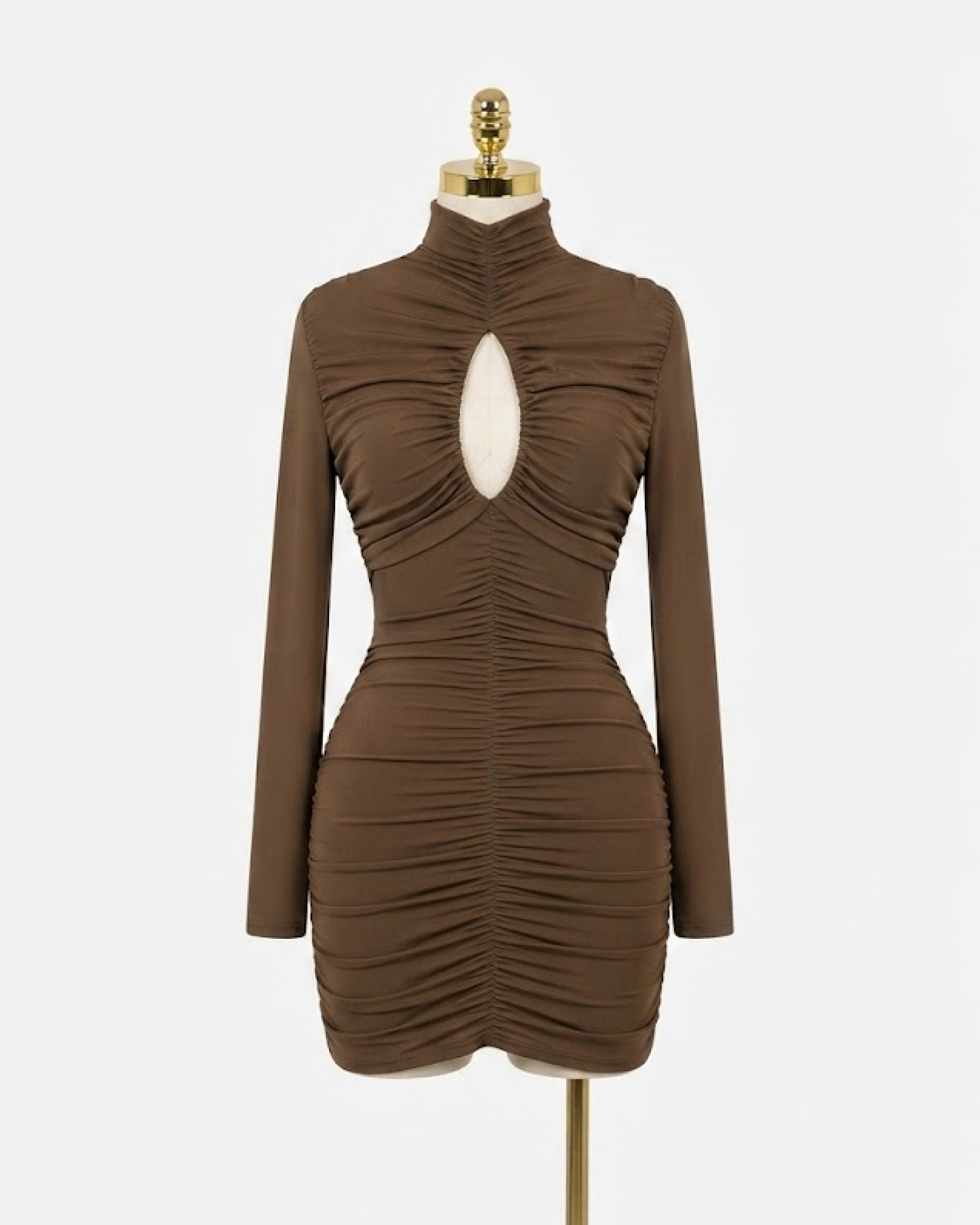 Olive green ruched dress