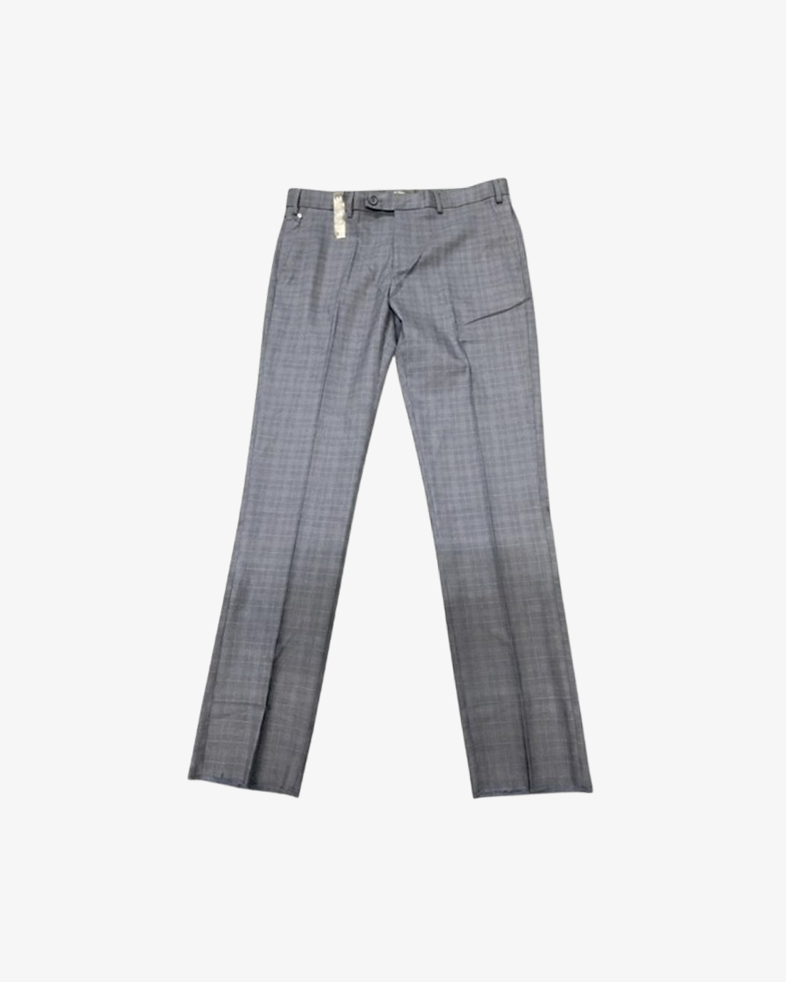 Gray checkered pants on a white background
