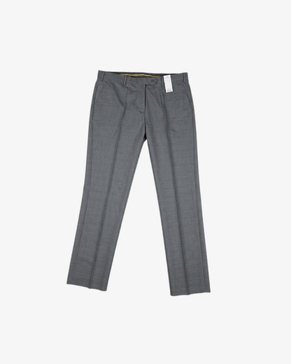 Gray checkered pants on a white background