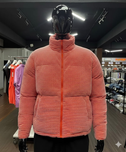 Boohooman Velvet 2 Tone Check Funnel Neck Puffer Jacket